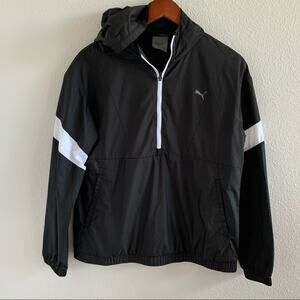 Puma A.C.E. Half Zip Hooded Jacket Windbreaker Lightweight Black White Small